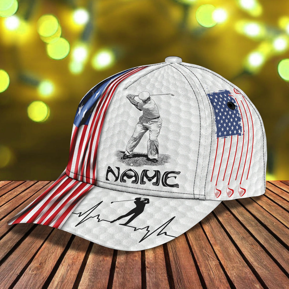 USA Flag Golf Cap, Personalized Name Cap, Gifts For Golfers