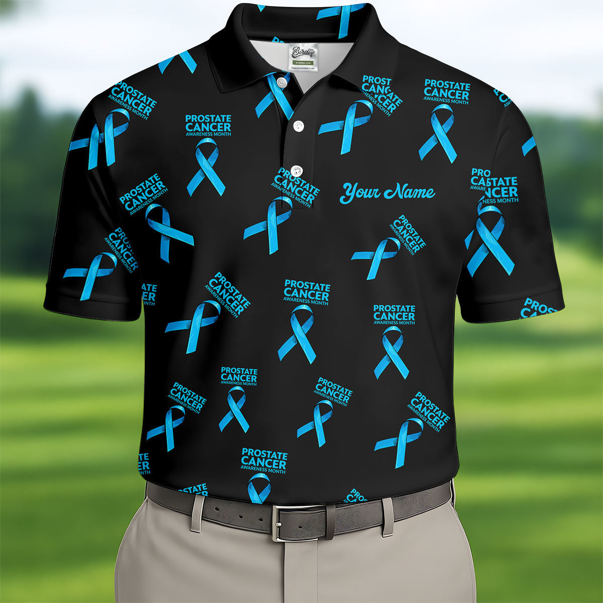 Prostate Cancer Awareness Blue Ribbon Golf Tops For Men, Unique Gift For Golfer, Golfing Apparel