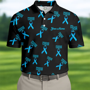 Prostate Cancer Awareness Blue Ribbon Golf Tops For Men, Unique Gift For Golfer, Golfing Apparel