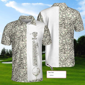 Lucky Money Golf Polo Shirt, Golfing Apparel, Golf Clothing, Mens Golf Gift