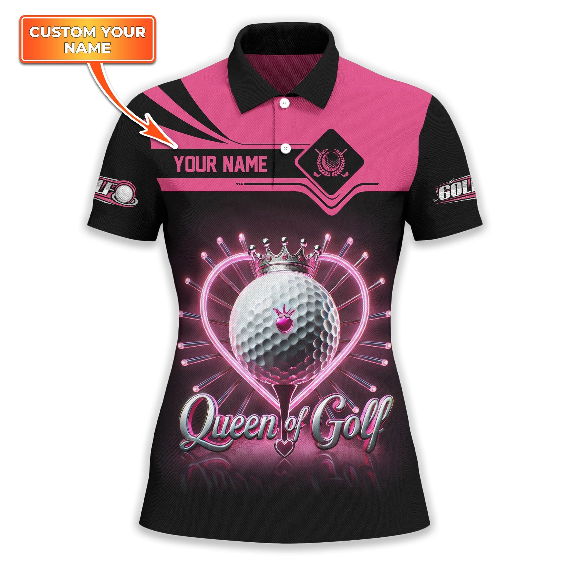 Queen Of Golf Custom Womens Golf Polo Shirt, Golfing Apparel, Womens Golf Gifts