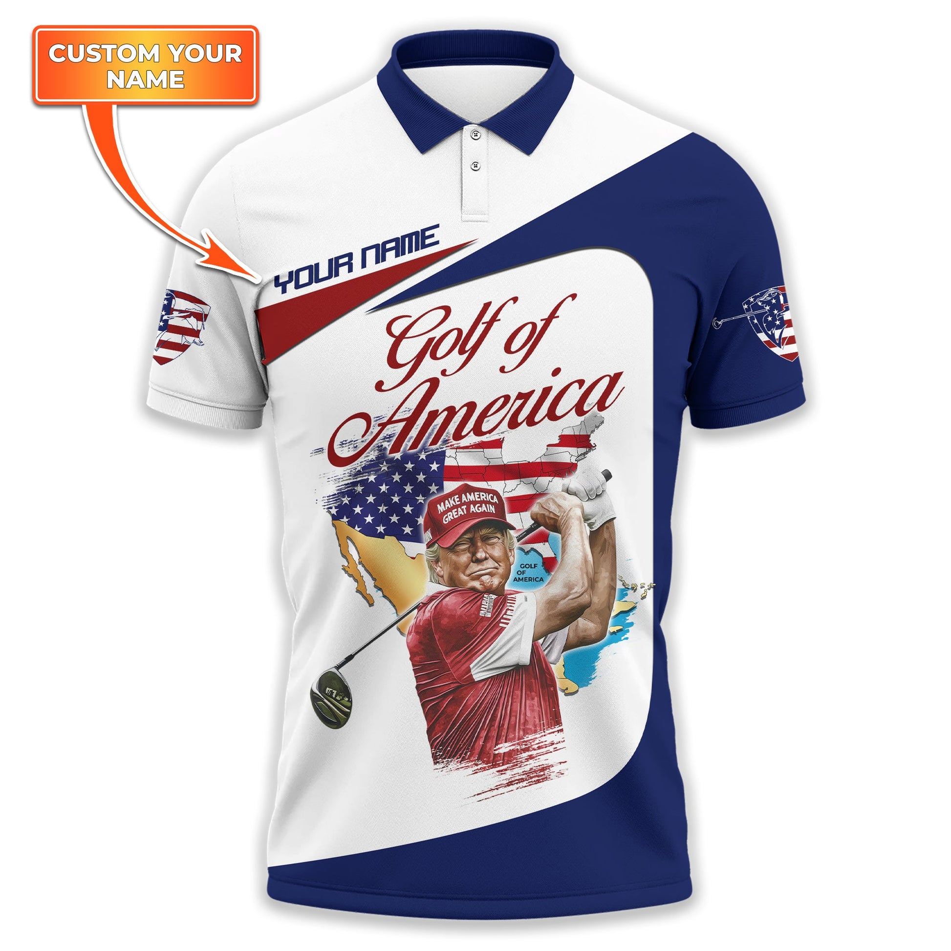 Trump Golf Of America Custom Men's Golf Polo Shirt, Golfing Apparel, Gift For Golfers