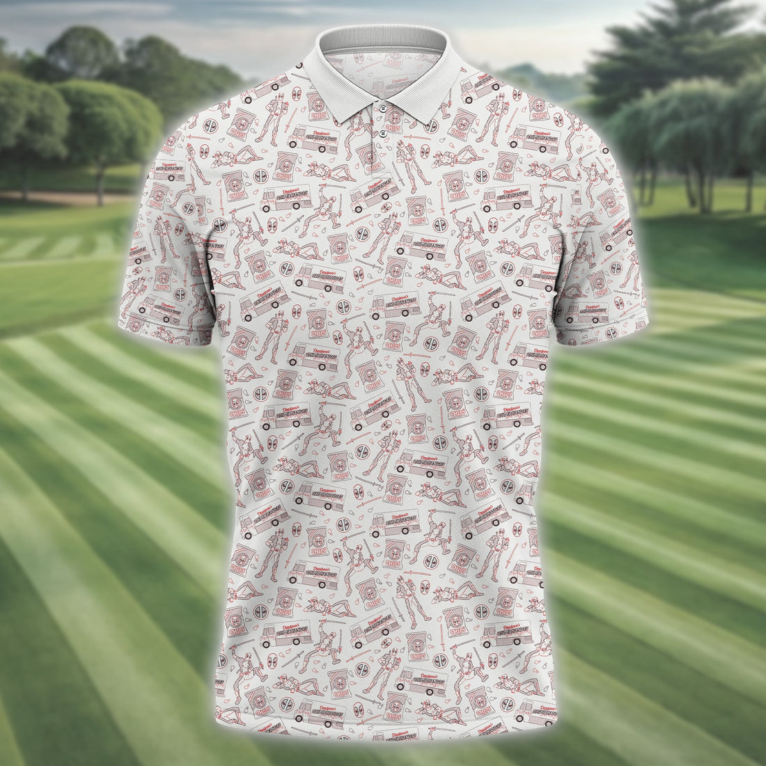 Deadpool Chips and Chimi Men's Golf Polo Shirt, Golfing Apparel, Gift For Golfers