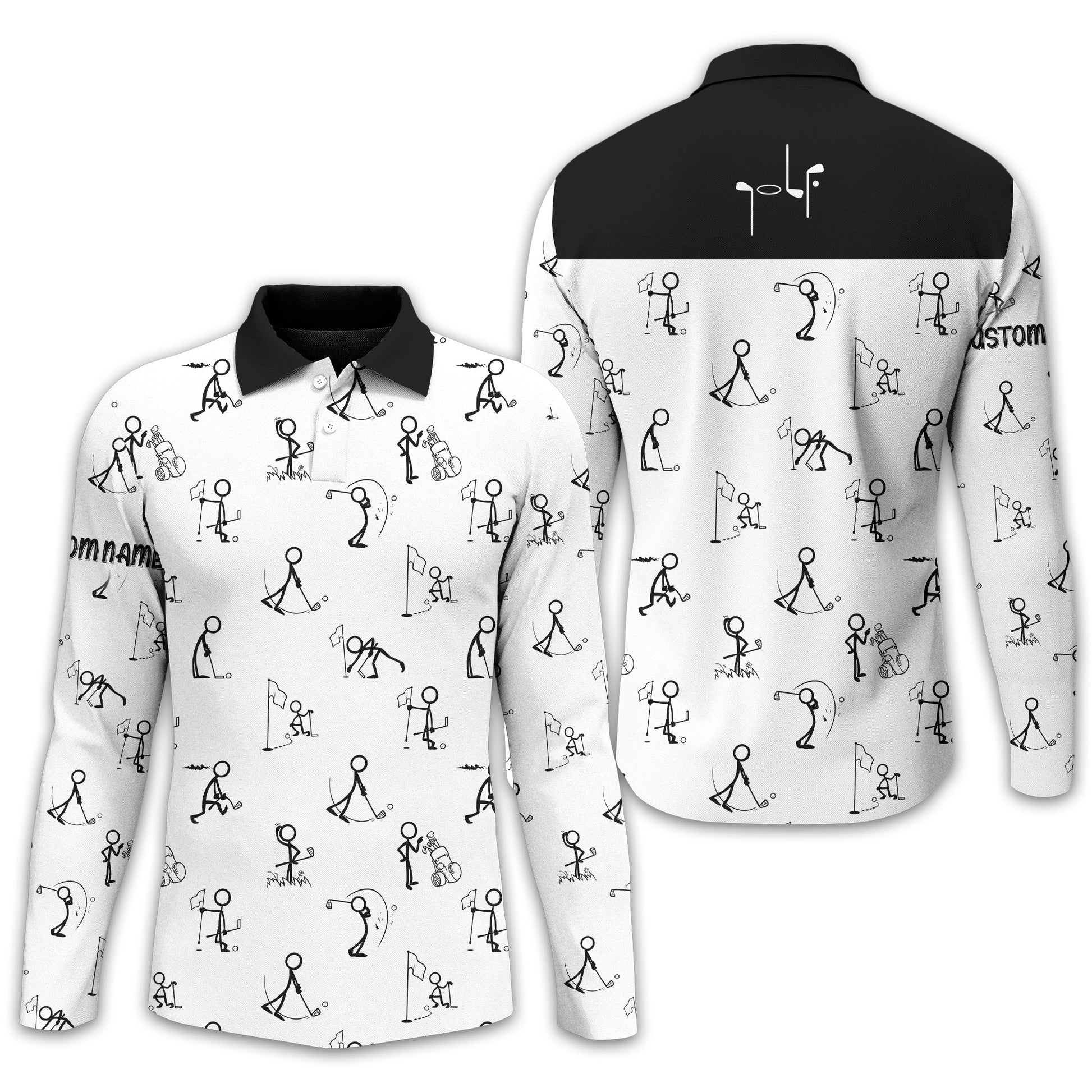 Funny Stick Figure Golf Polo Shirt, Gift For Golfers, Golf Gift For Men