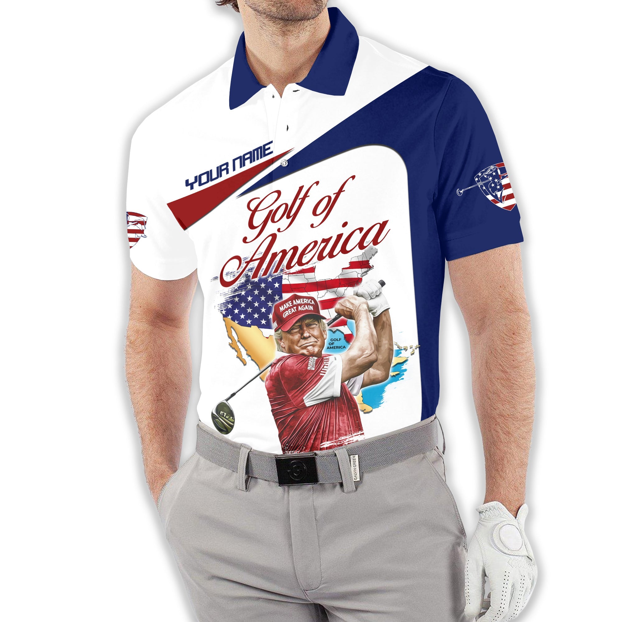 Trump Golf Of America Custom Men's Golf Polo Shirt, Golfing Apparel, Gift For Golfers