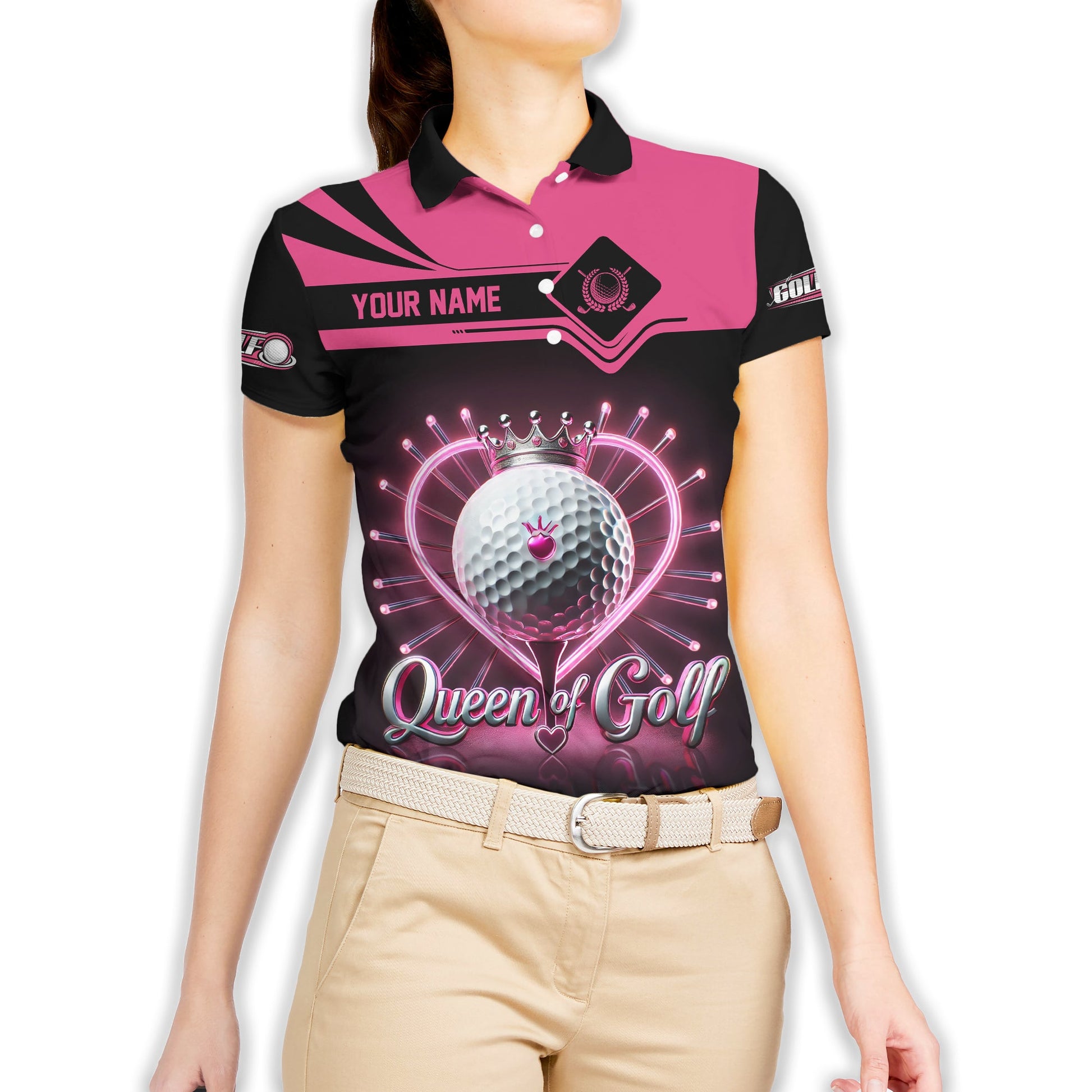 Queen Of Golf Custom Womens Golf Polo Shirt, Golfing Apparel, Womens Golf Gifts