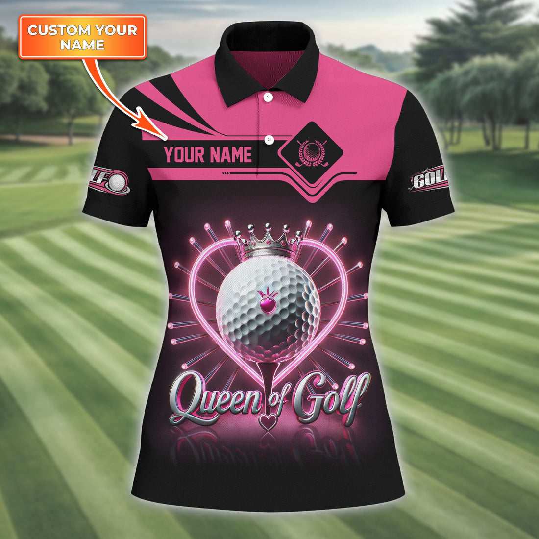 Queen Of Golf Custom Womens Golf Polo Shirt, Golfing Apparel, Womens Golf Gifts
