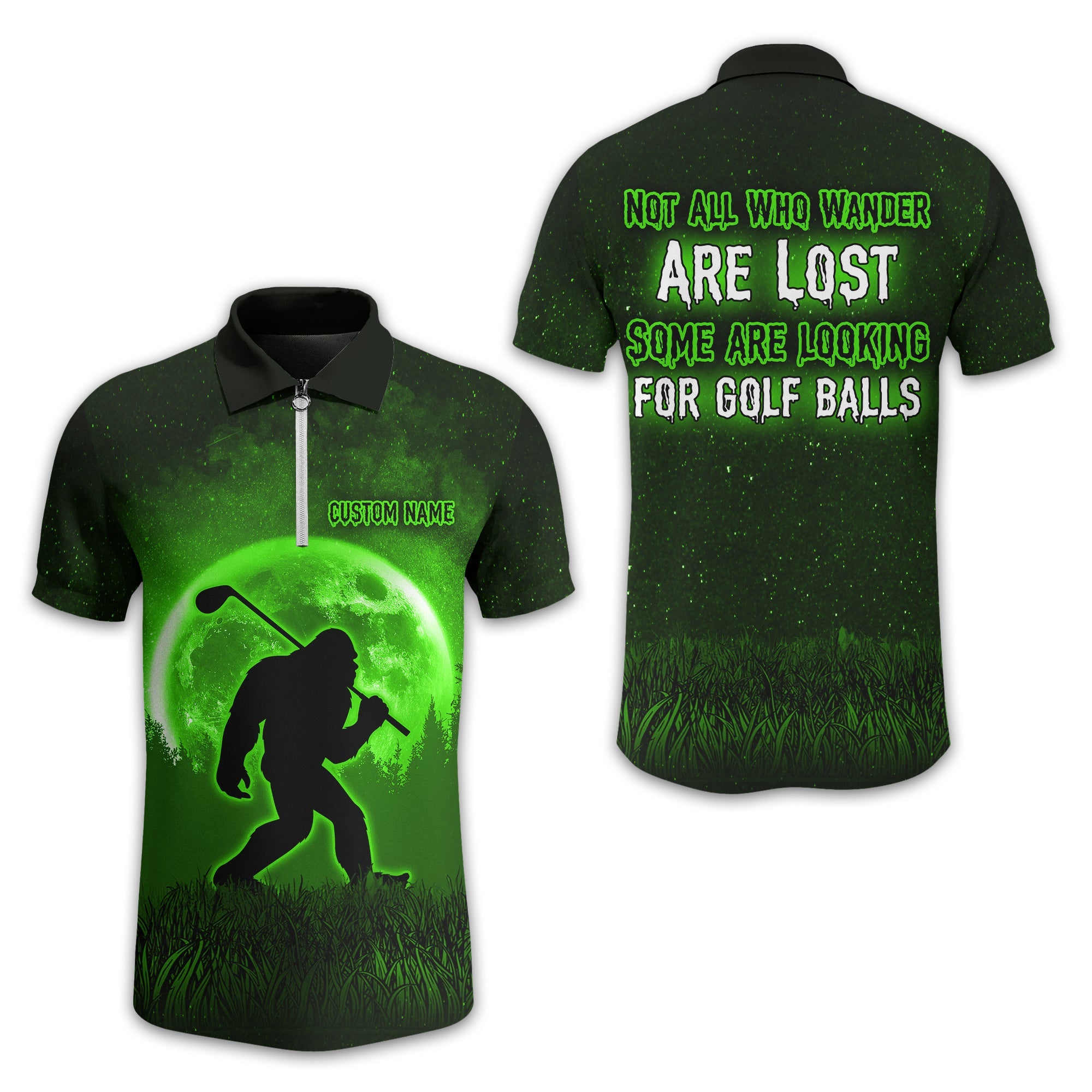 Not All Who Wander Are Lost Bigfoot Custom Golf Shirt, Personalized Golf Shirt, Funny Golf Polo Shirt