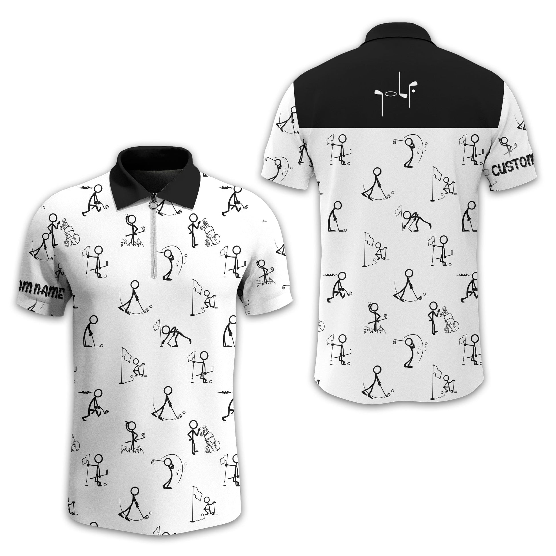 Funny Stick Figure Golf Polo Shirt, Gift For Golfers, Golf Gift For Men
