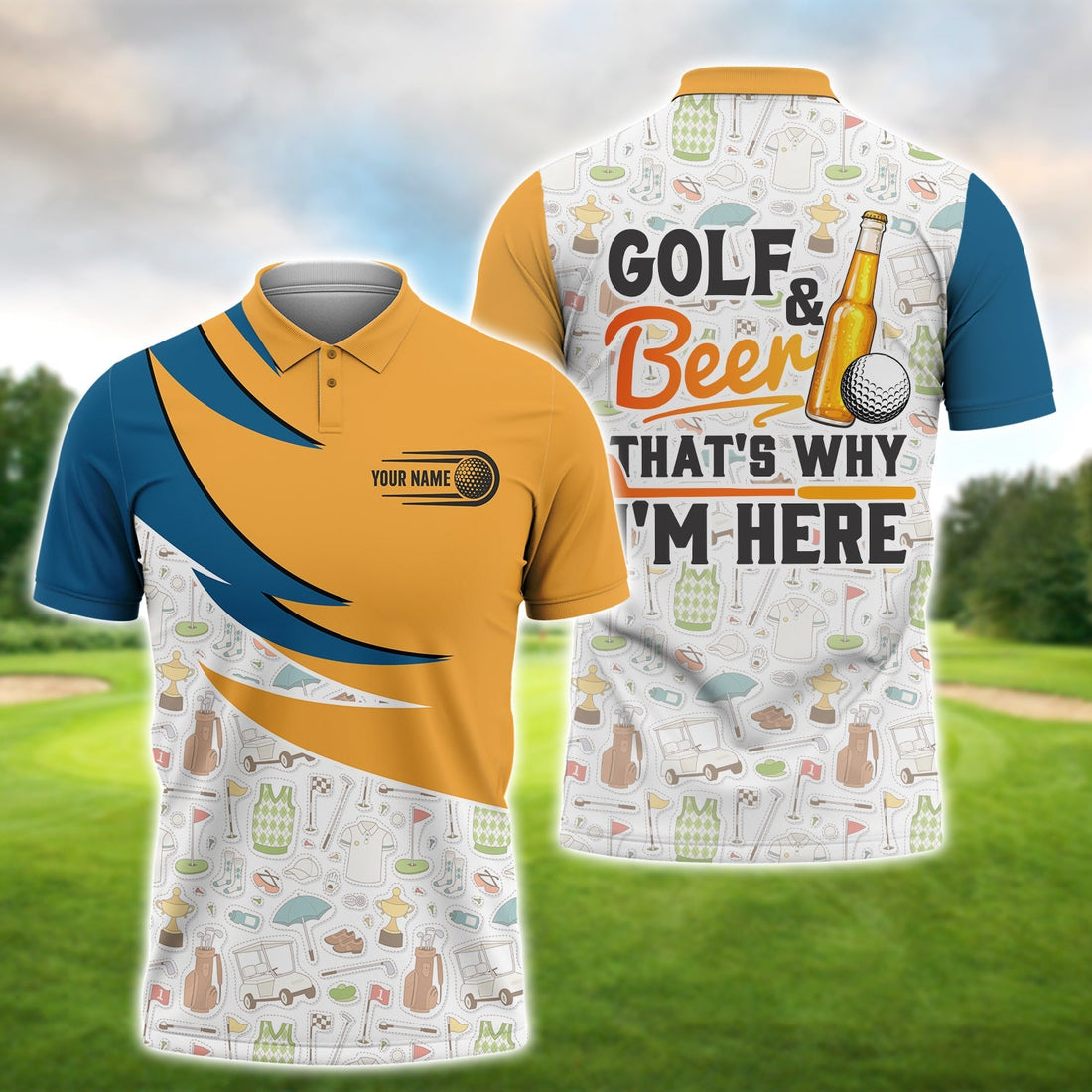 Golf And Beer That’s Why I’m Here, Golfing Apparel, Golf Clothing, Mens Golf Gift