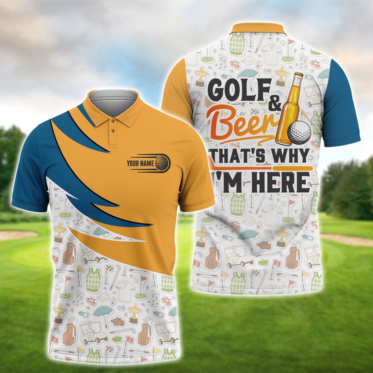 Golf And Beer That’s Why I’m Here, Golfing Apparel, Golf Clothing, Mens Golf Gift