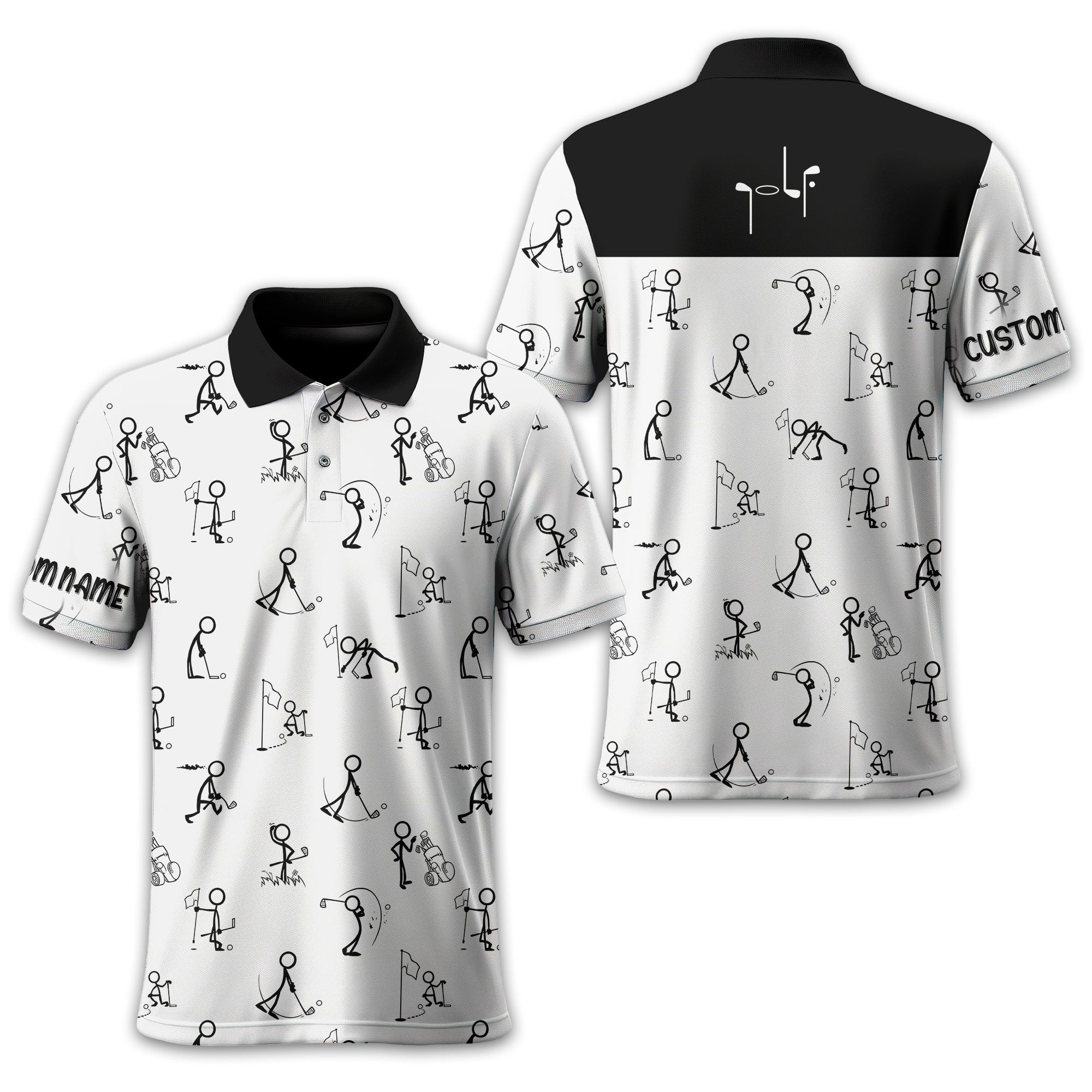 Funny Stick Figure Golf Polo Shirt, Gift For Golfers, Golf Gift For Men