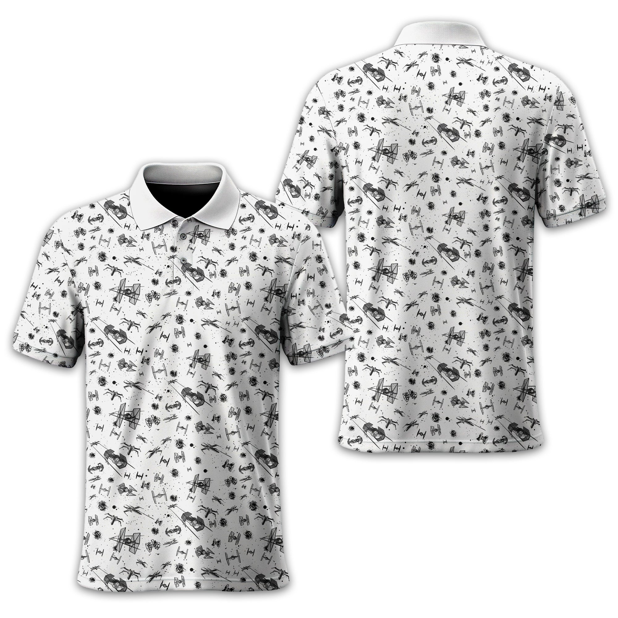 White Galaxy Golf Polo Shirt, Gift For Golfers, Golf Gift For Men