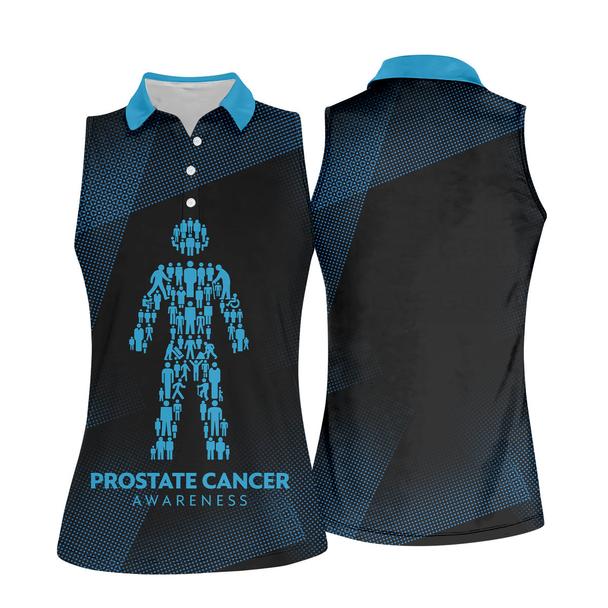 Prostate Cancer Awareness Black And Blue Polo, Cancer Awareness Shirt, Ladies Golf Shirts