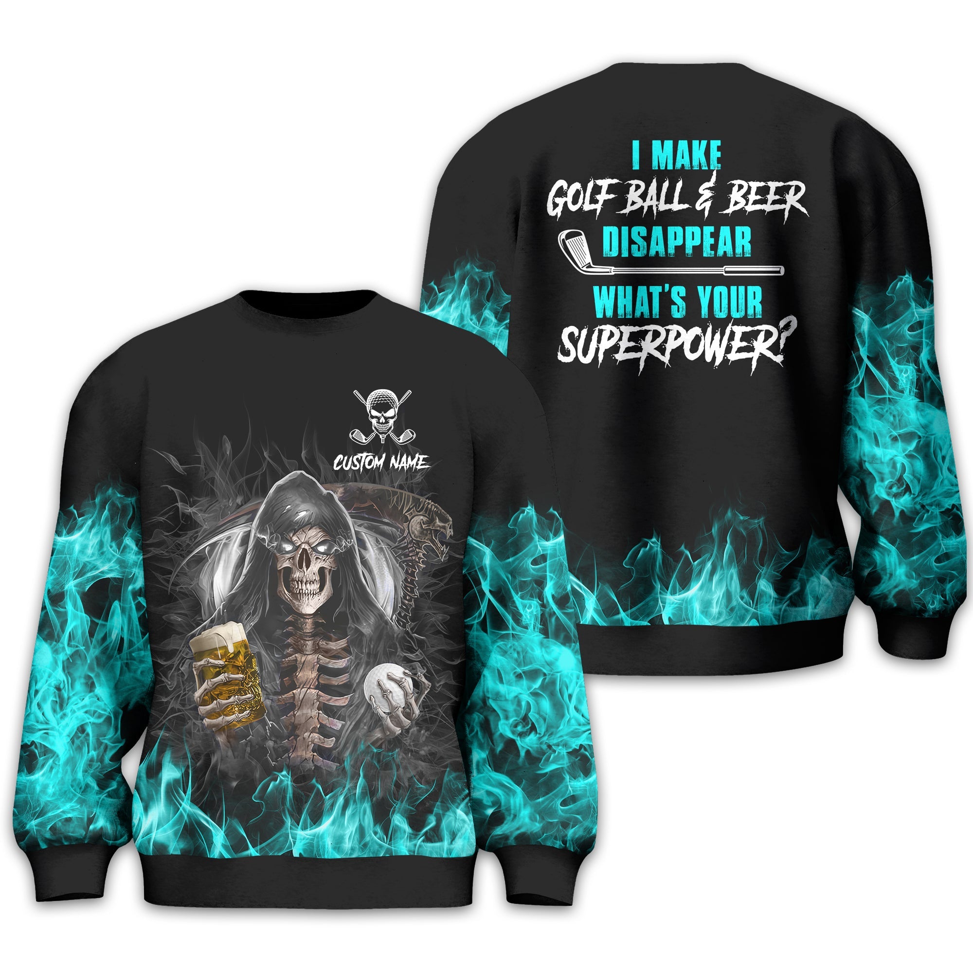 I Make Golf Ball And Beer Disappear Custom Golf Polo Shirt, Skull Golf Shirt, Gift For Golfers