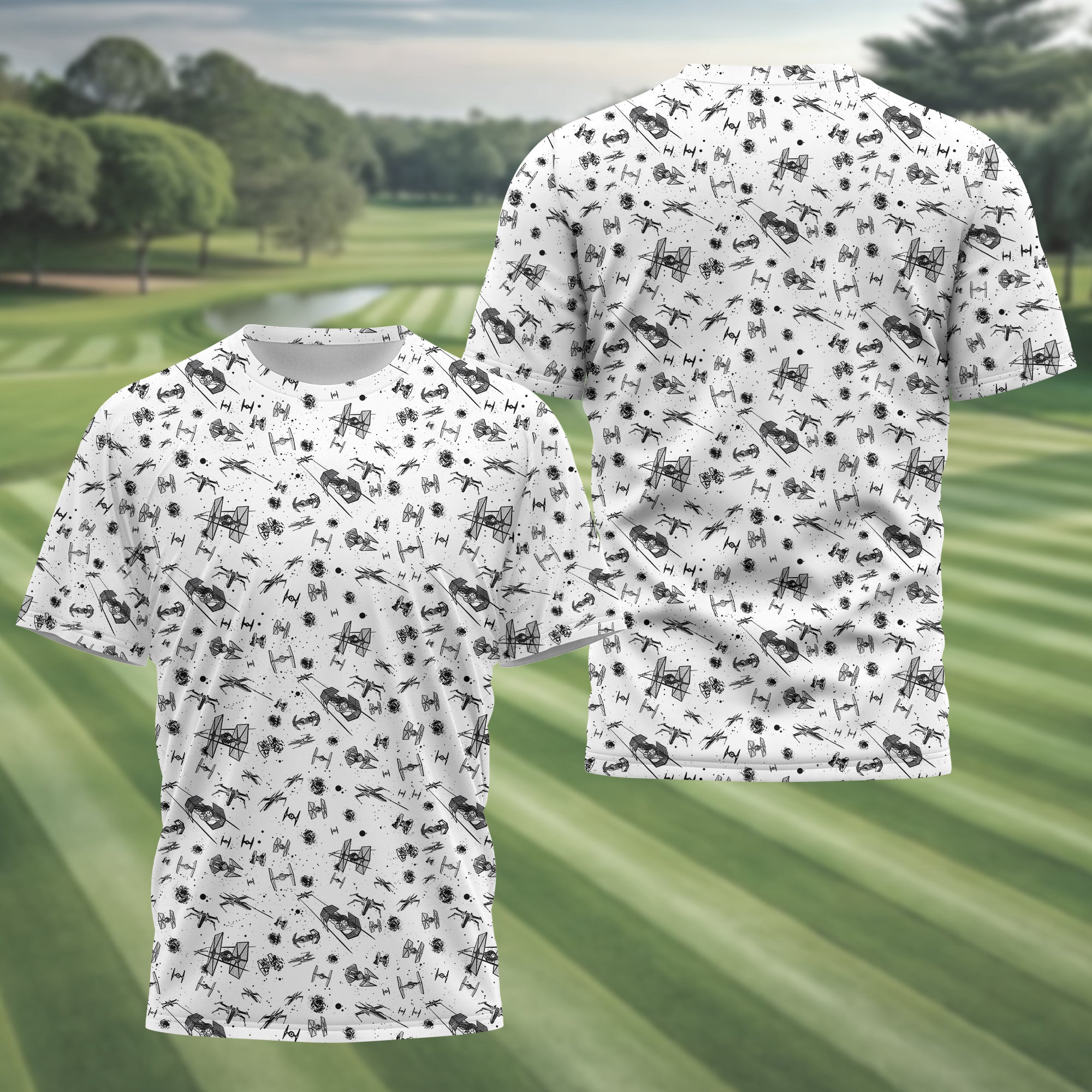 White Galaxy Golf Polo Shirt, Gift For Golfers, Golf Gift For Men