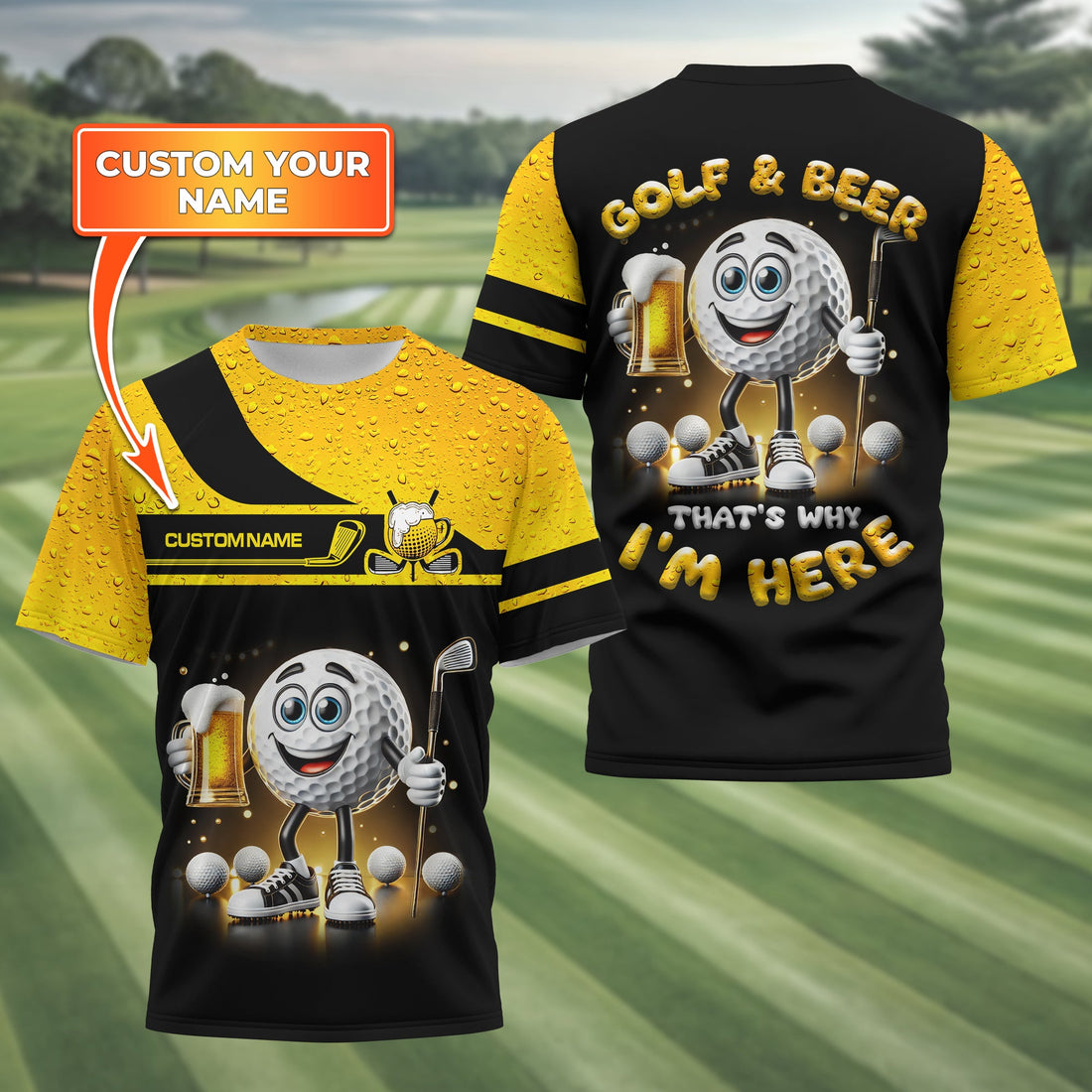 Golf And Beer Personalized Golf Polo Shirt, Golf Shirt, Gift For Golfers