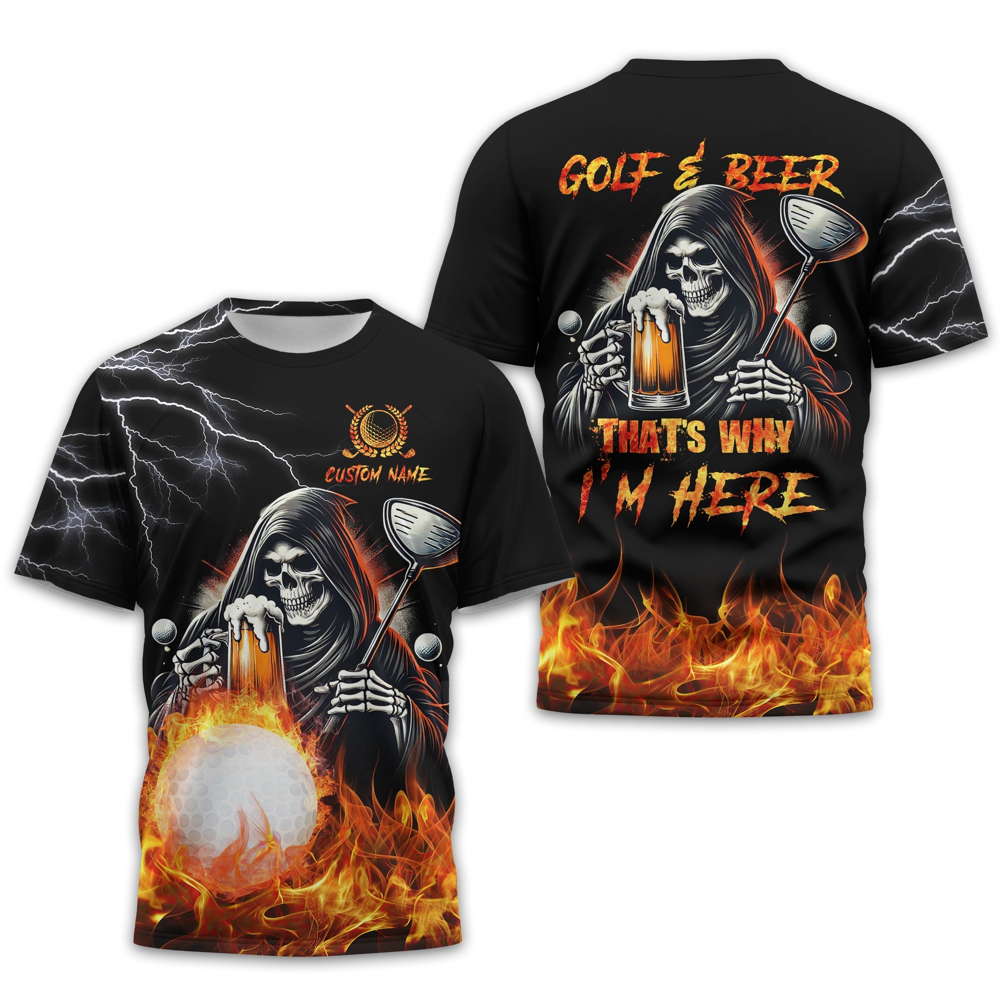 Golf & Beer Thats Why Im Here Custom Golf Shirt, Personalized Golf Shirt, Unique Gift For Golfer