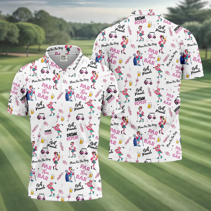 Par Then Bar Flamingo Golf Shirt, Fun Golf Shirts Mens, Golf Hoodie Mens, Matching Golf Shirts