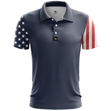 American Flag Golf Polo Shirt, Mens Golf Gift, Patriotic Golf Shirt