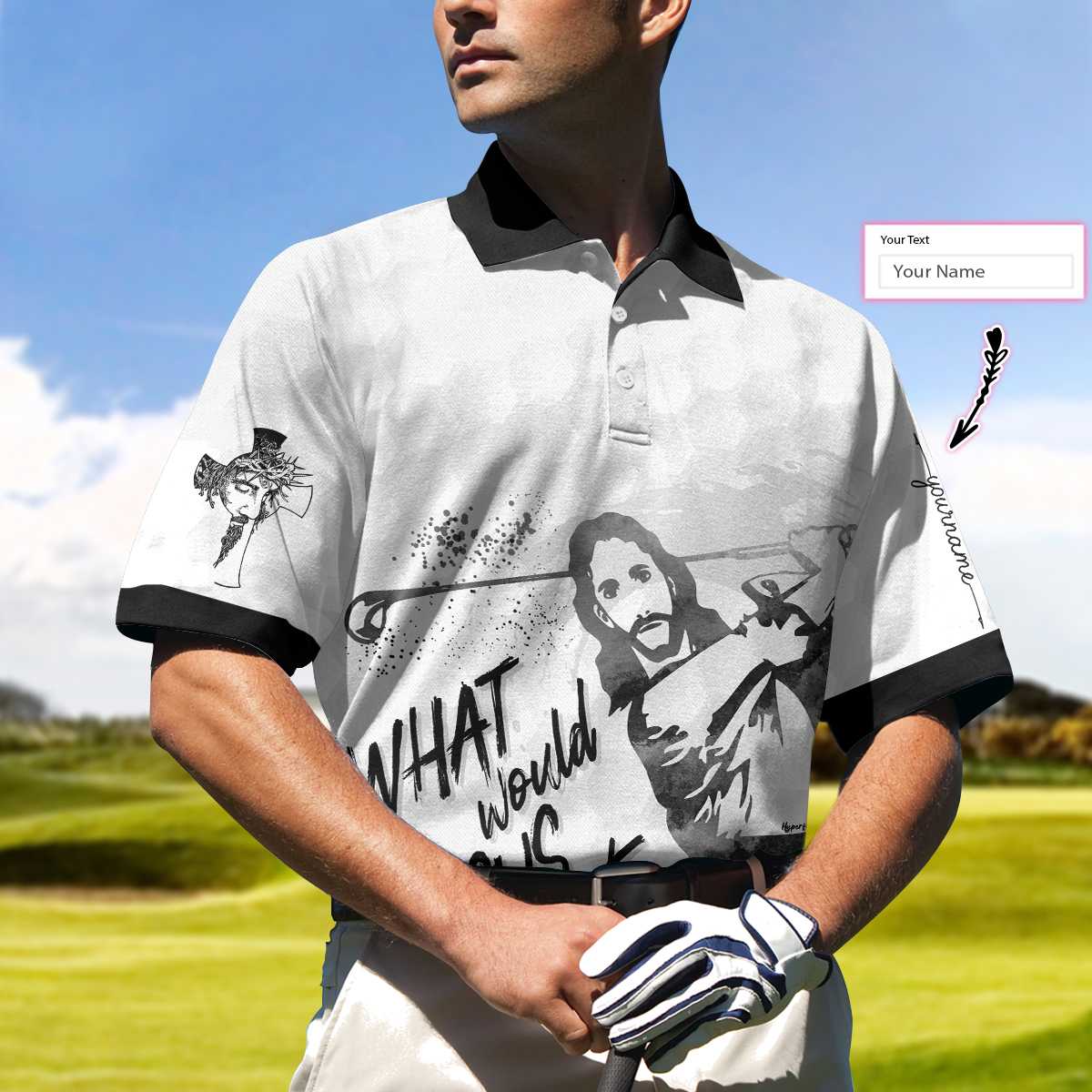 What Would Jesus Shoot Polo Golf Shirt, Golfing Apparel, Golf Clothing, Mens Golf Gift