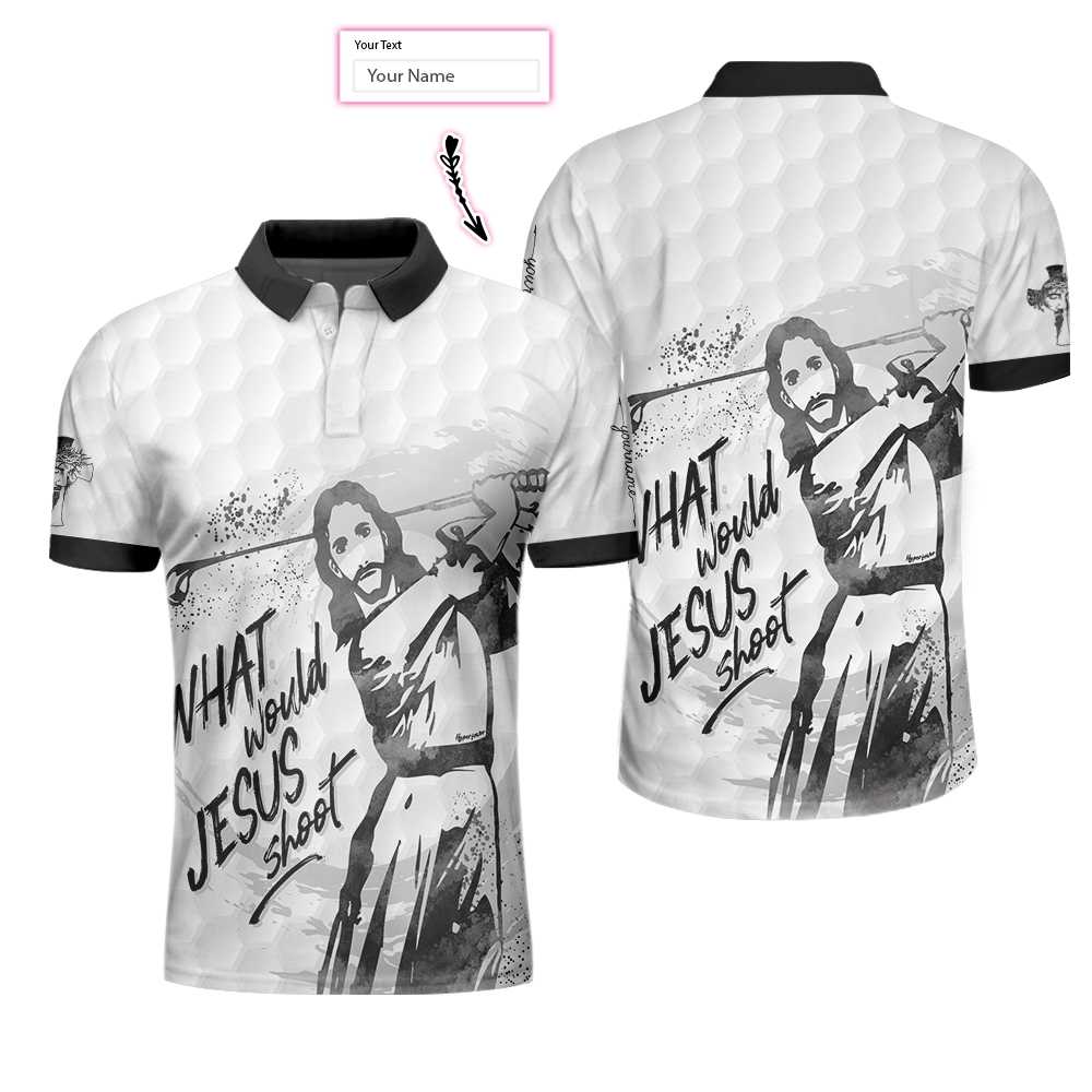 What Would Jesus Shoot Polo Golf Shirt, Golfing Apparel, Golf Clothing, Mens Golf Gift