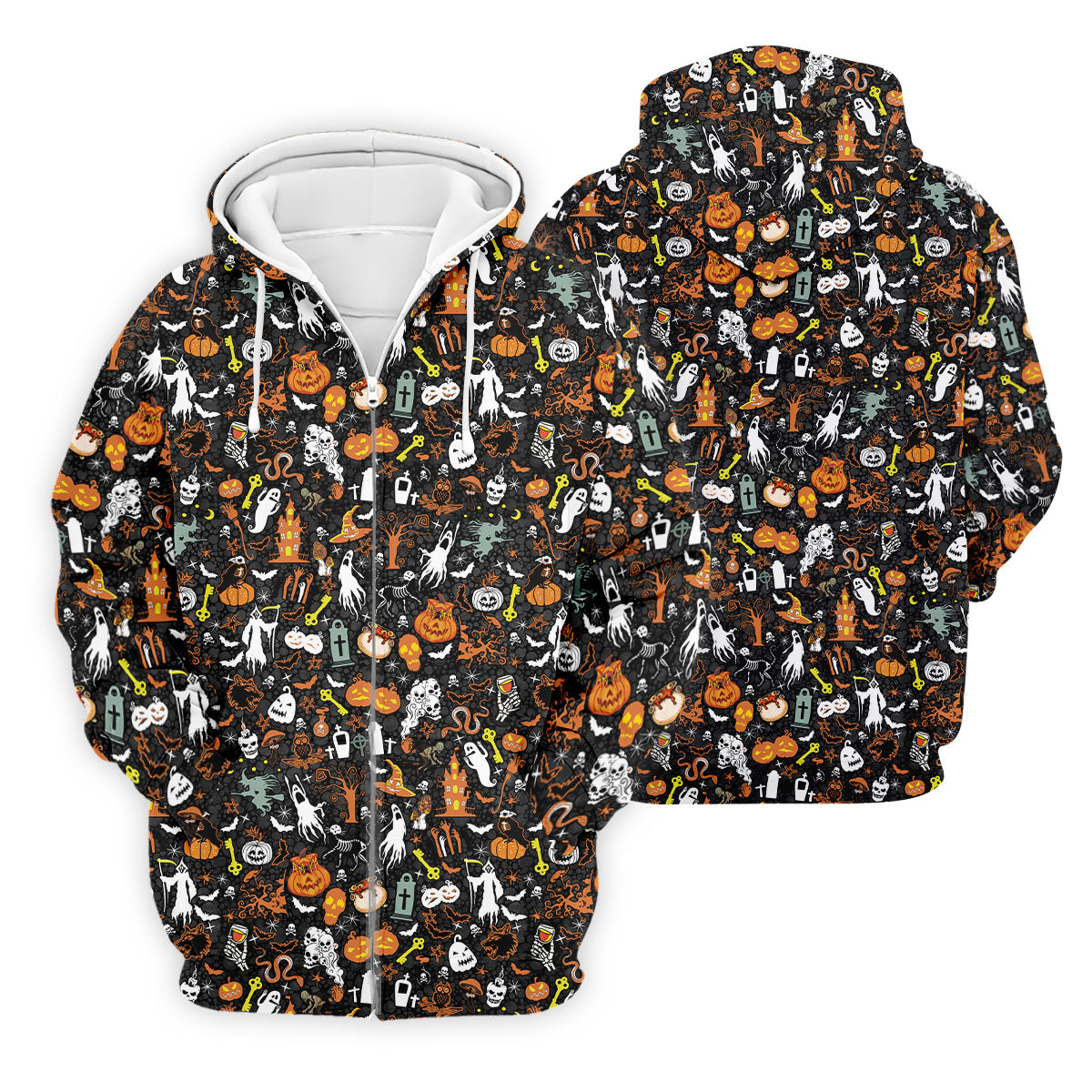 Trick or Treat Spooky Ghost Pumpkin Men's Golf Shirt, Halloween Golf Shirt, Fun Golf Shirts For Mens