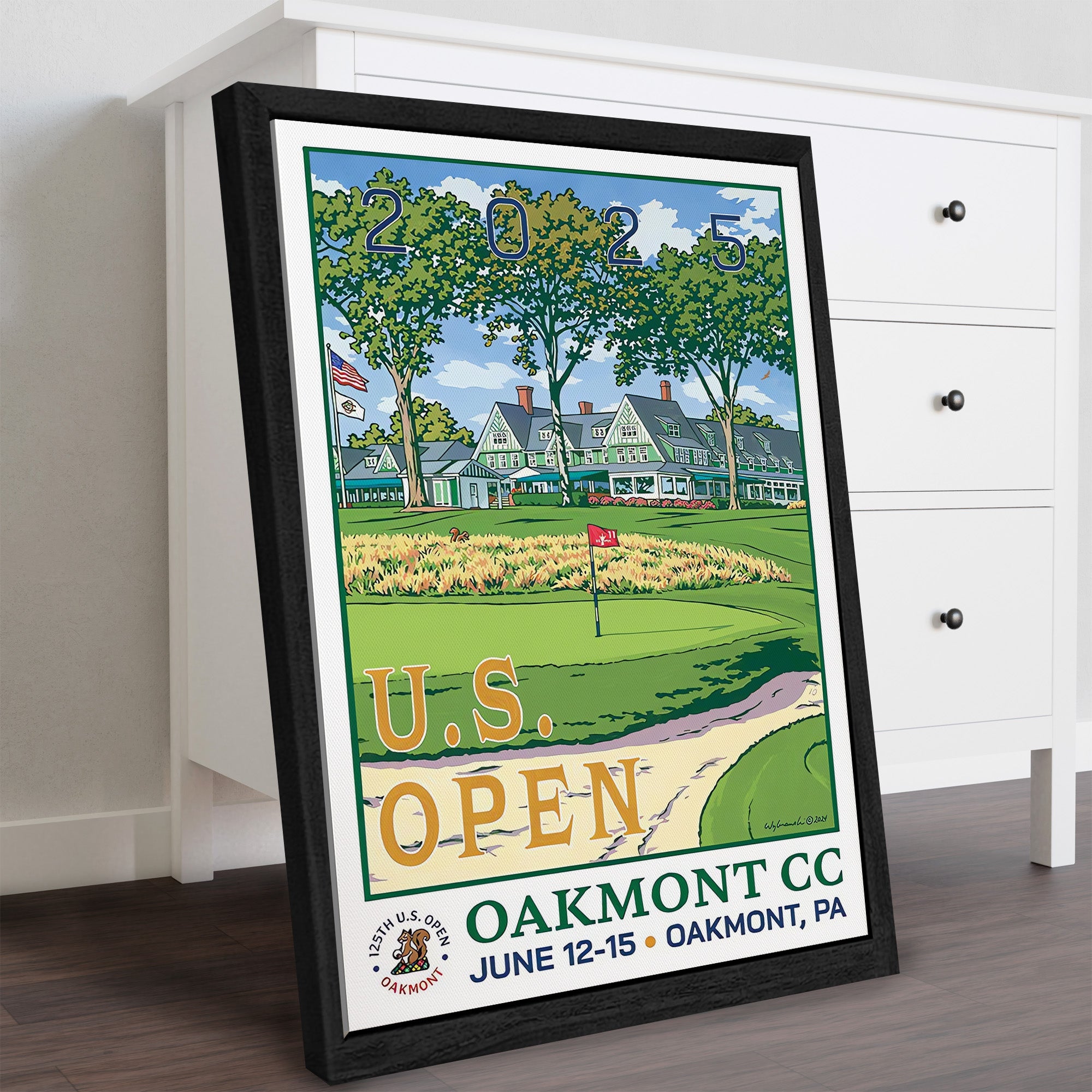 2025 U.S. Open Championship Canvas, Oakmont Country Club Art, Gifts For Golf Lovers