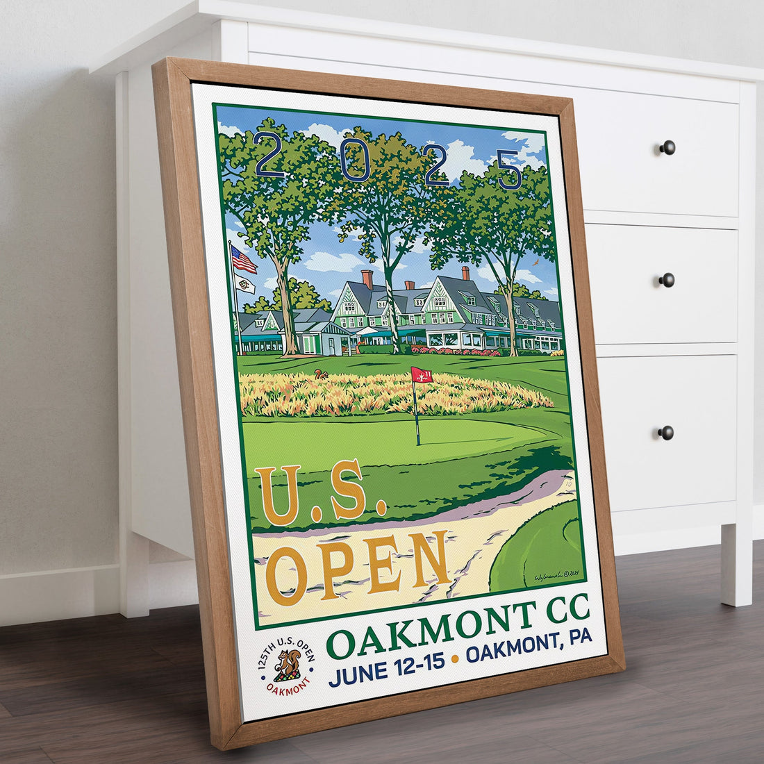 2025 U.S. Open Championship Canvas, Oakmont Country Club Art, Gifts For Golf Lovers