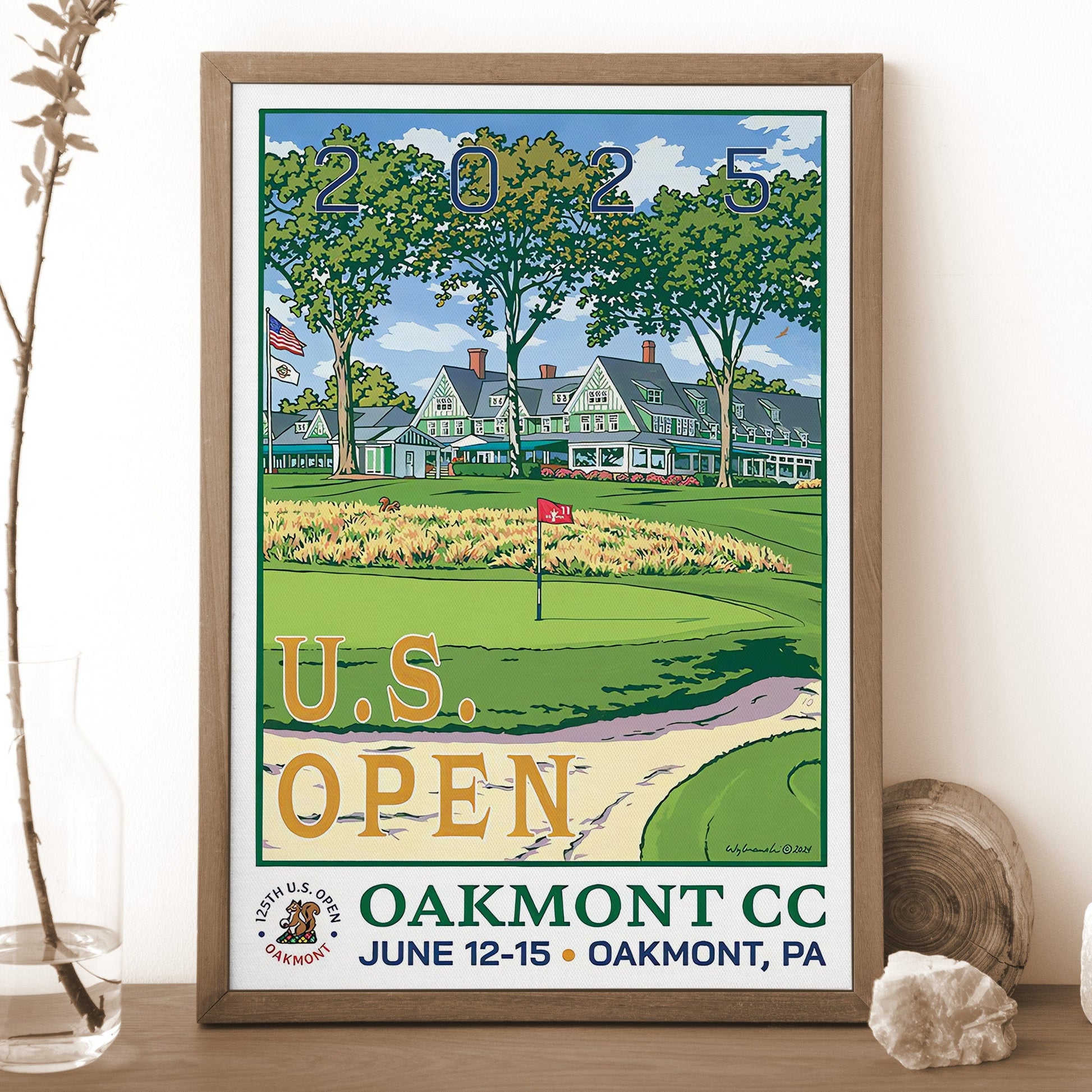 2025 U.S. Open Championship Canvas, Oakmont Country Club Art, Gifts For Golf Lovers