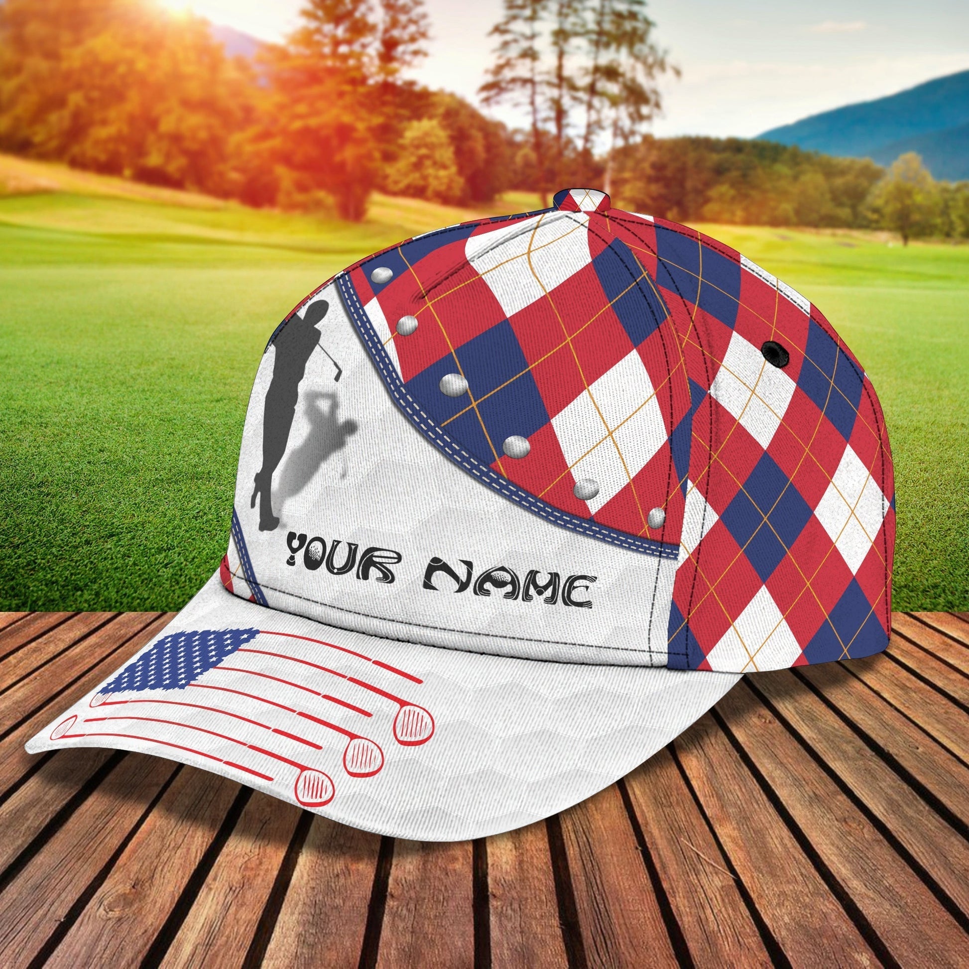 USA Flag Golf Cap, 3D Full Print Golf Cap, Personalized Golf Hats For Golf Lover