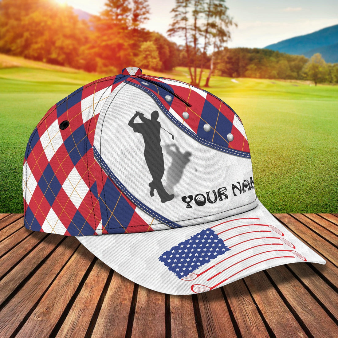 USA Flag Golf Cap, 3D Full Print Golf Cap, Personalized Golf Hats For Golf Lover