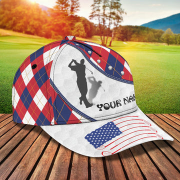 USA Flag Golf Cap, 3D Full Print Golf Cap, Personalized Golf Hats For Golf Lover