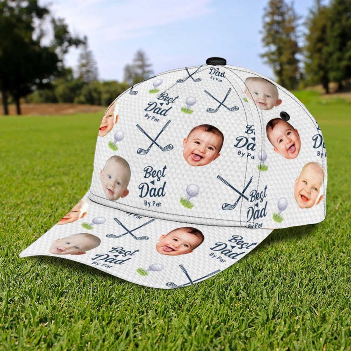 Best Dad By Par Custom Photo Golf Cap, Dad Hat, Dad Golf Gift