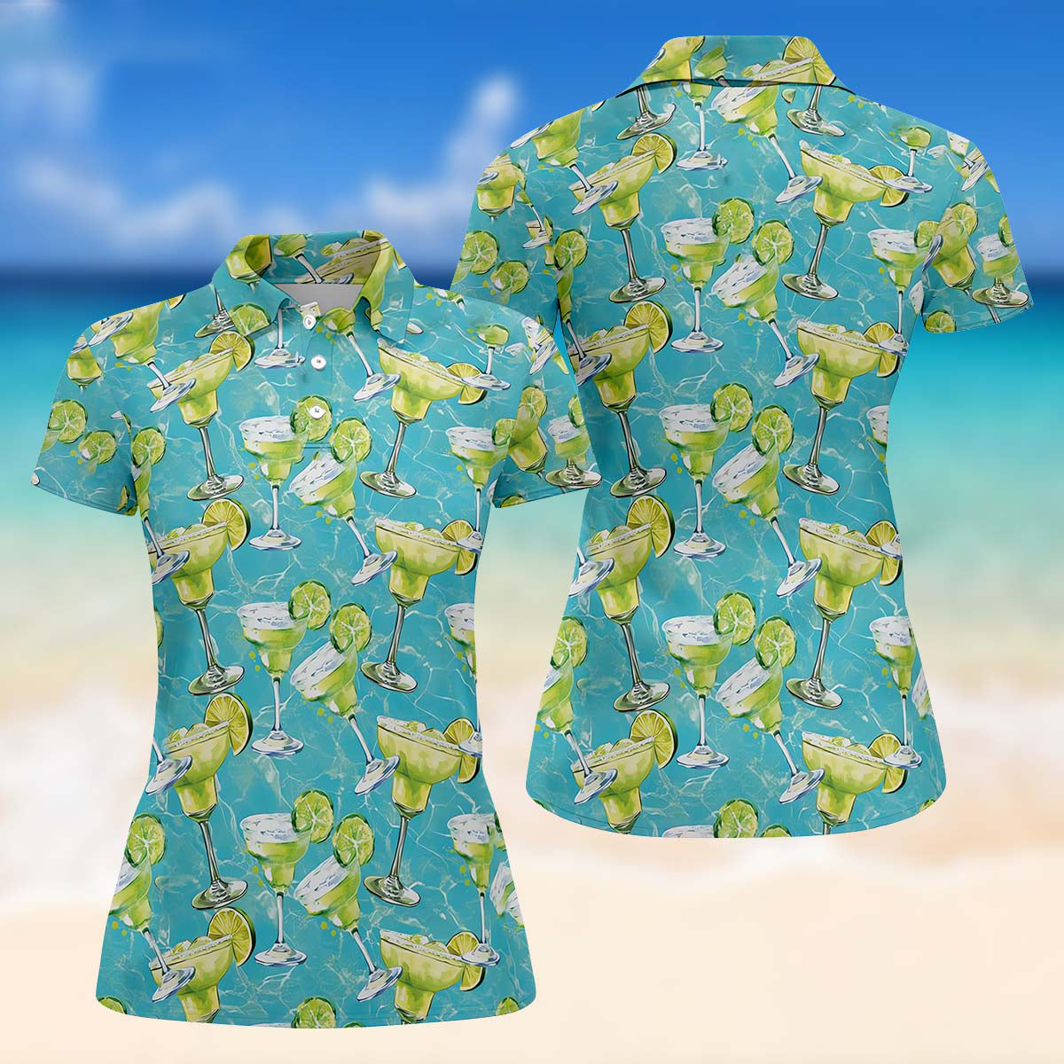 Margarita Cocktail Ladies Golf Polos, Custom Funny Golf Shirt