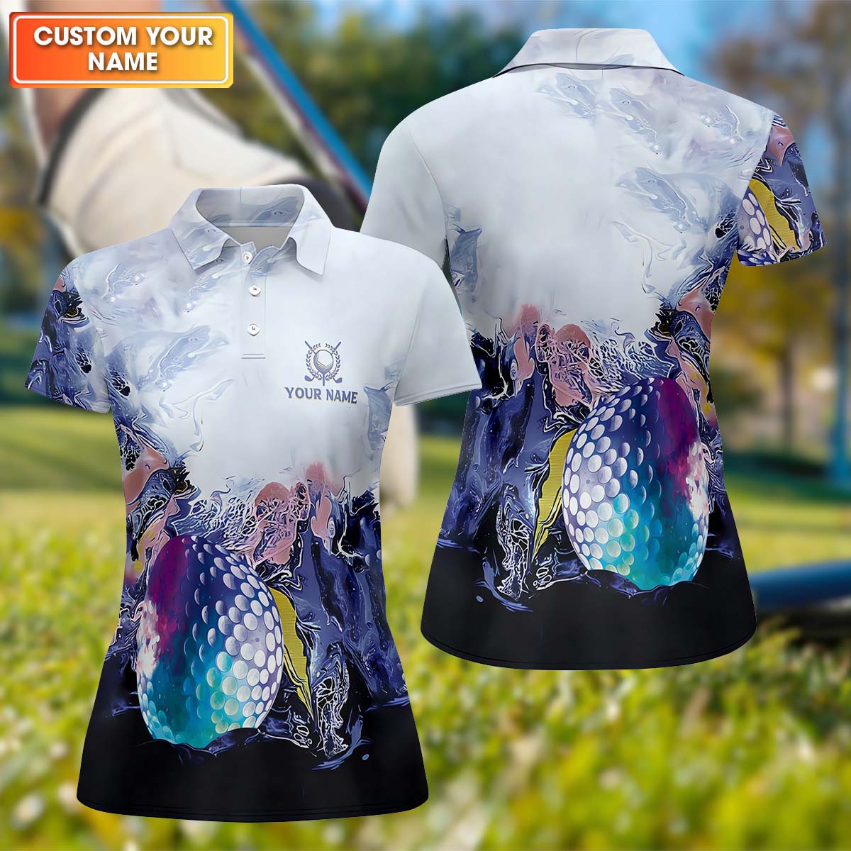 Watercolor Womens Golf Polo Shirt, Team Golf Shirt, Golfing Apparel, Womens Golf Gifts