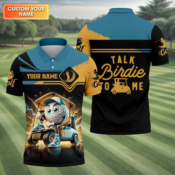 Talk Birdie To Me Custom Men's Golf Polo Shirt, Golfing Apparel, Funny Golf Polos, Mens Golf Gift