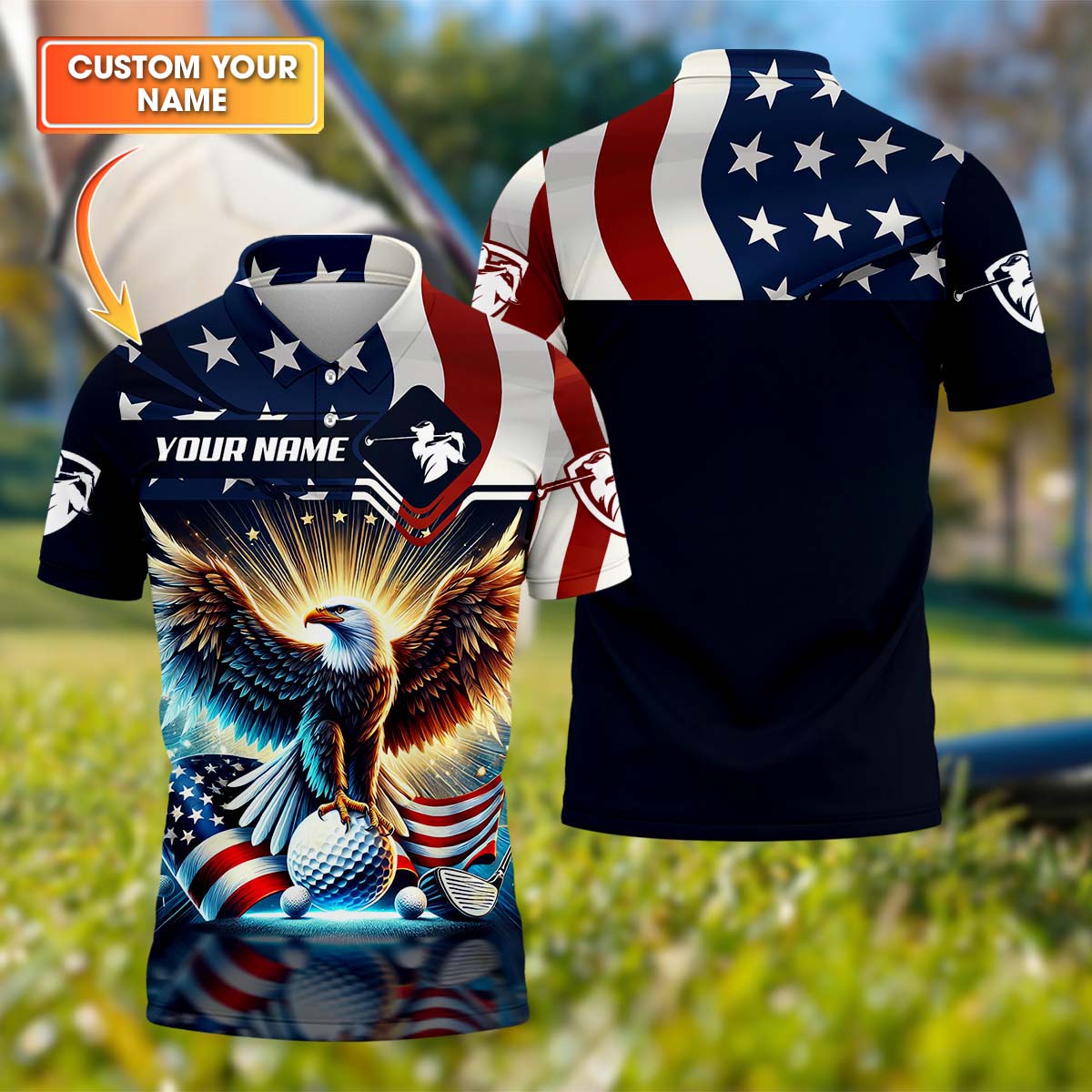 American Eagle Custom Golf Polo Shirt, Gift For Golfers, Golf Gift For Men