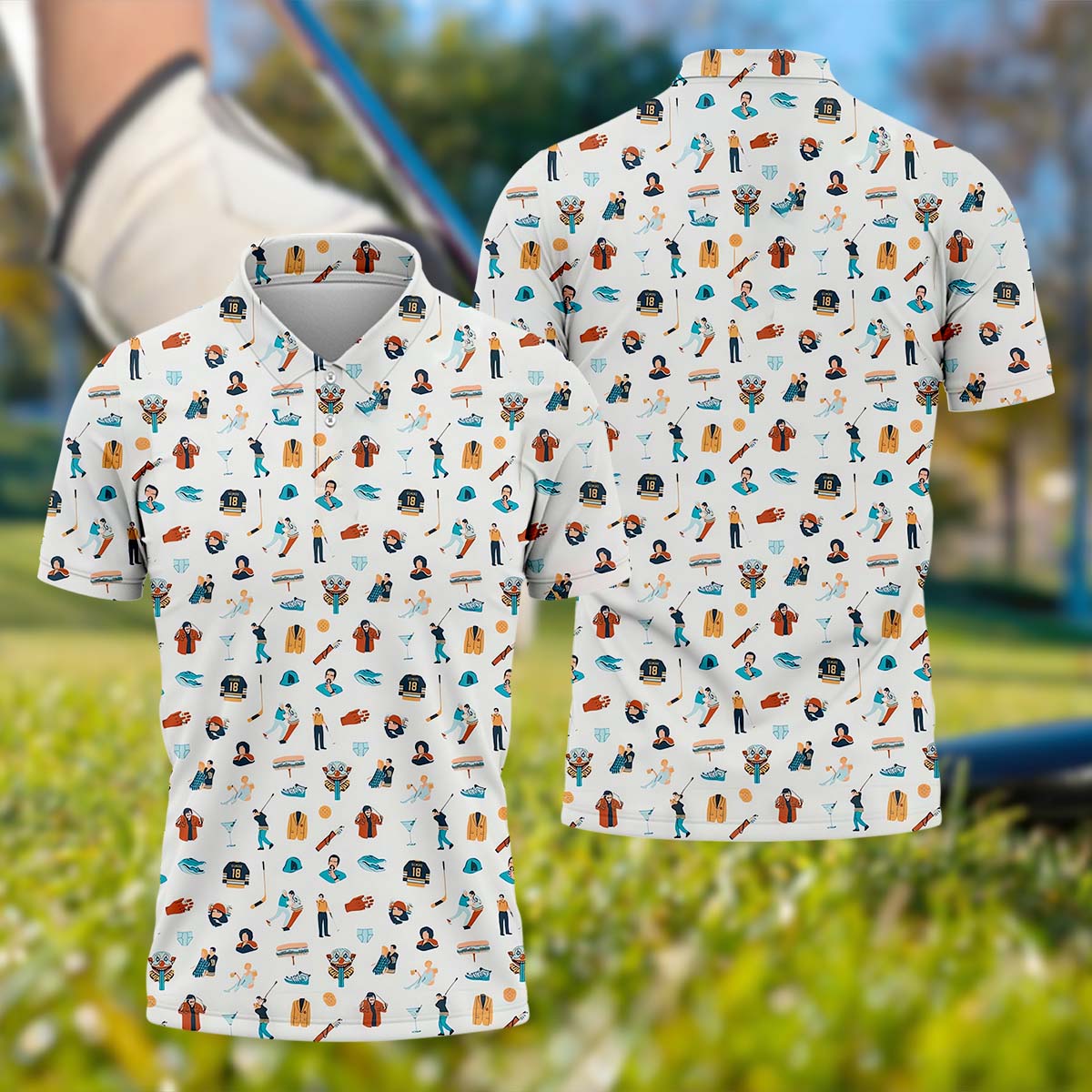 Adventure Icons Golf Polo Shirt, Golf Gifts For Men, Golf Gift Ideas
