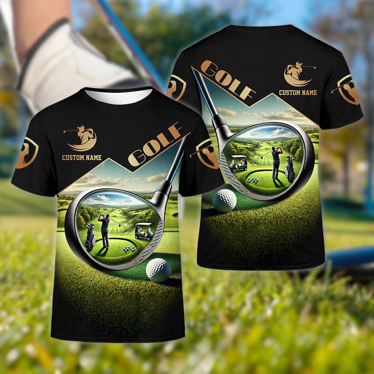 3D Golf Club, Custom Name Men's Golf Polo Shirt, Funny Golf Shirt, Golf Lover Gift
