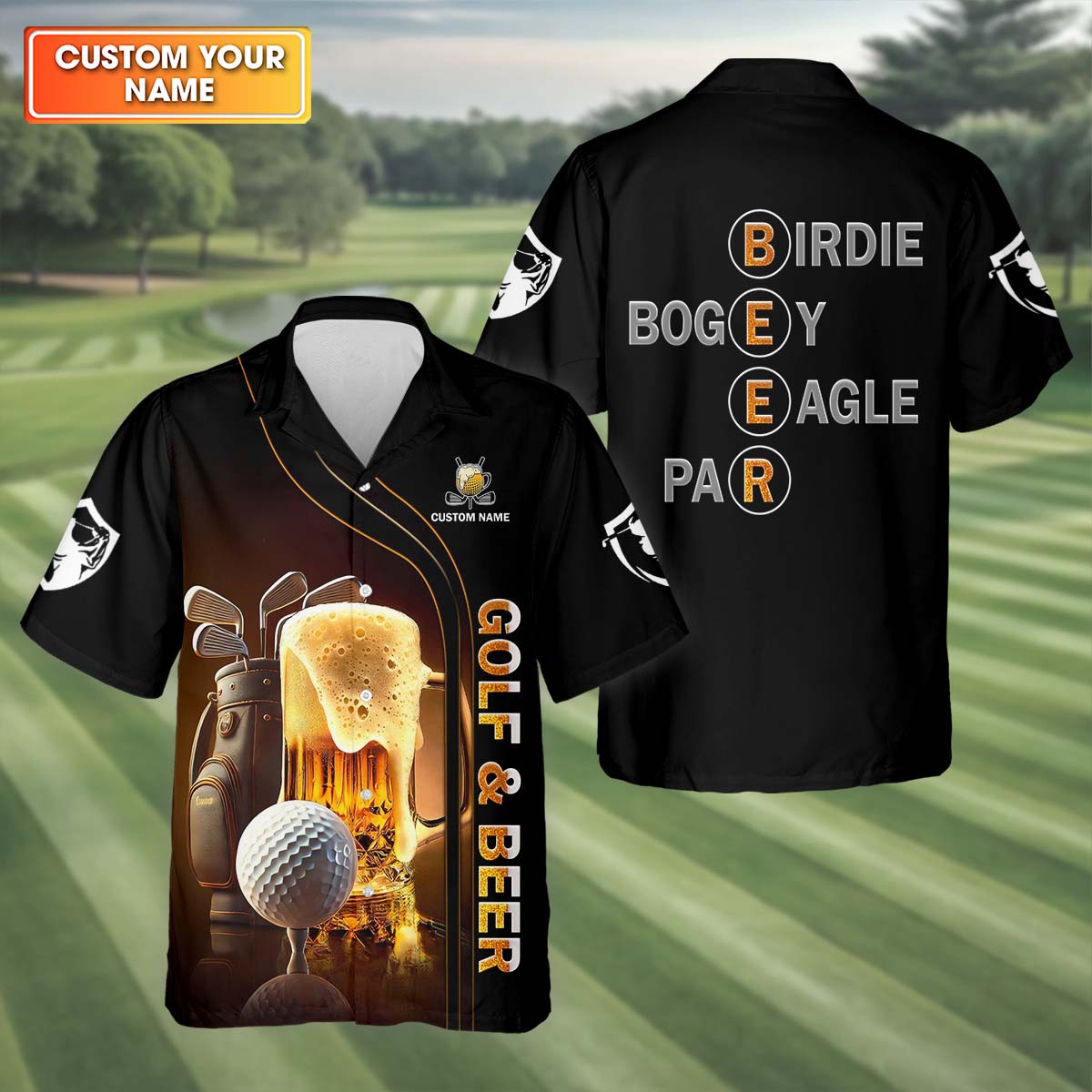 Golf And Beer Men's Golf Shirt, Mens Long Sleeve Golf Polo, Beer Golf Shirt, Fun Golf Shirts For Men