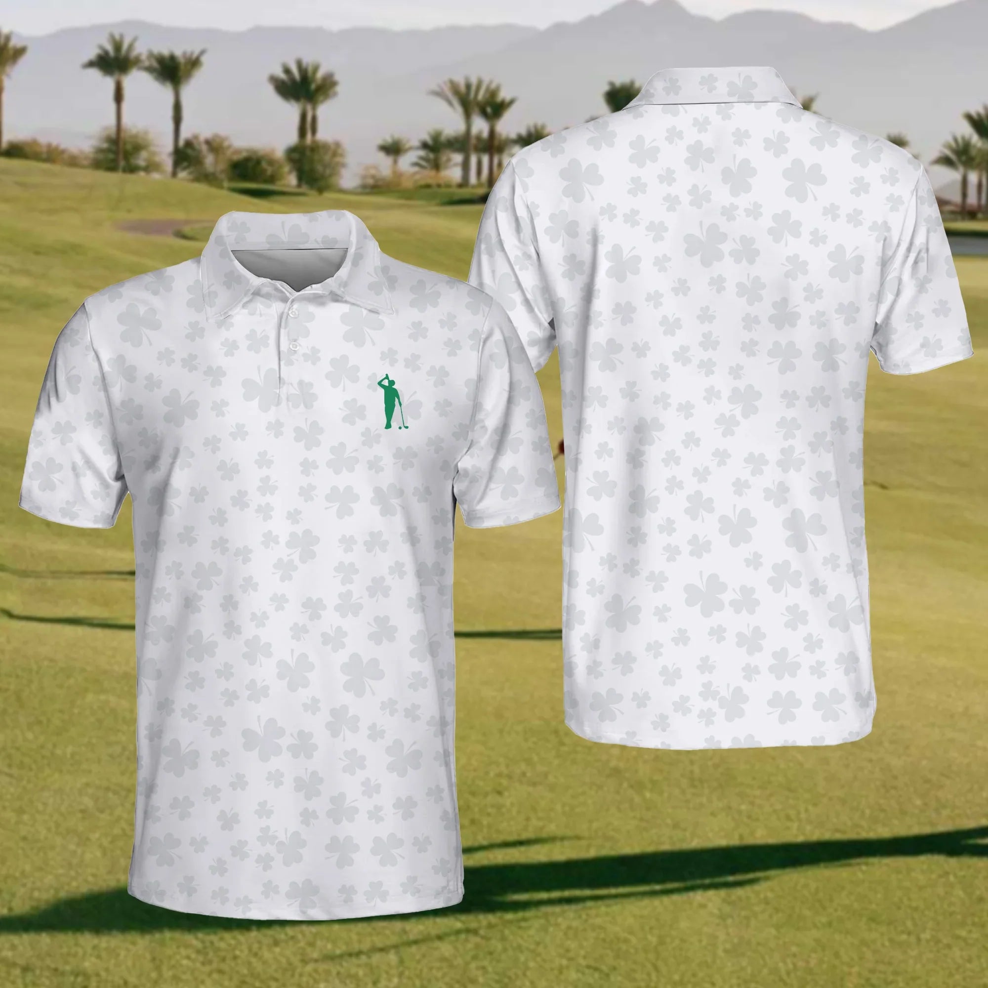 Shamrock Golf Polo Shirt, Mens Golf Shirt, Gift For Golfer