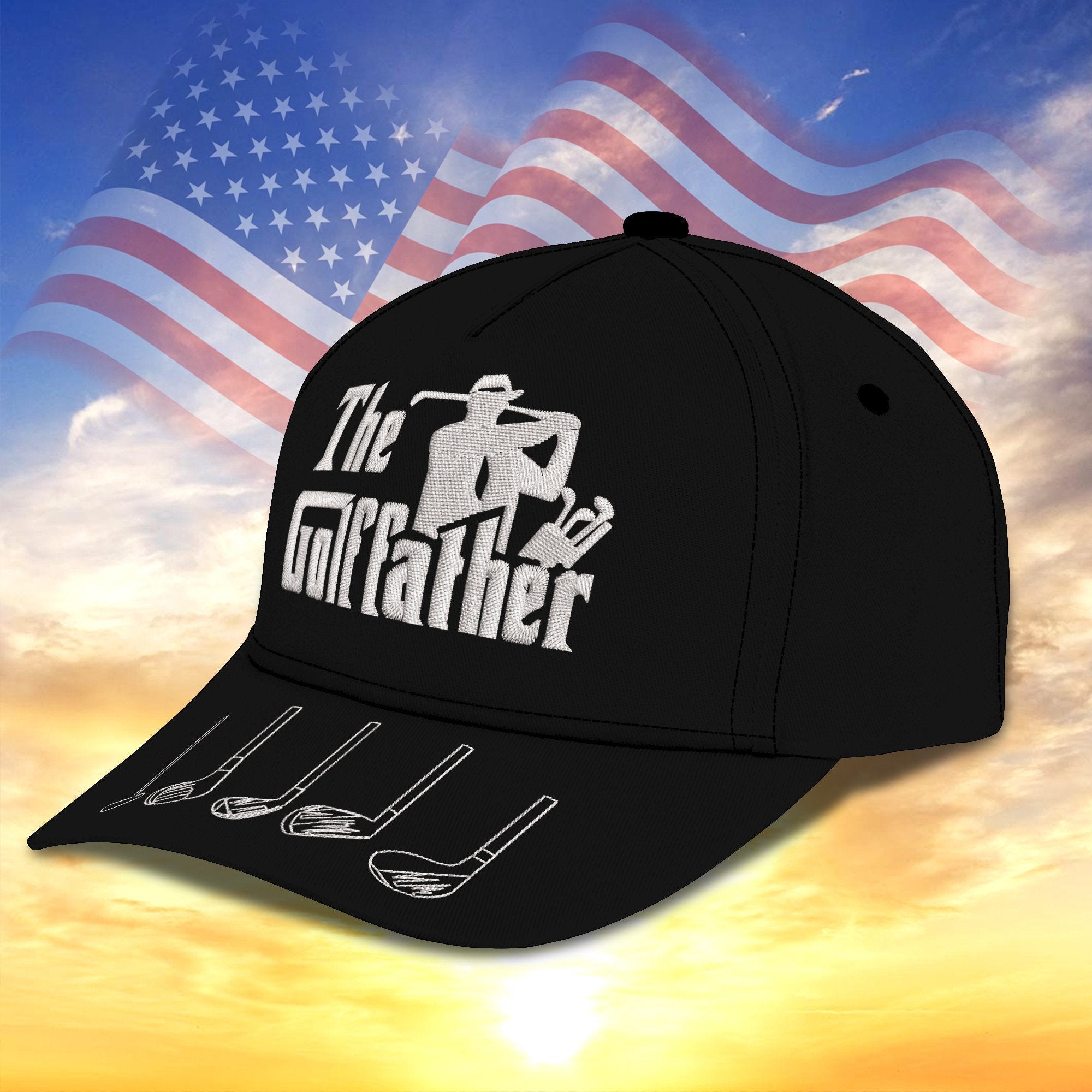 The Golf Father Black Golf Cap, Dad Golf Gift, Dad Cap