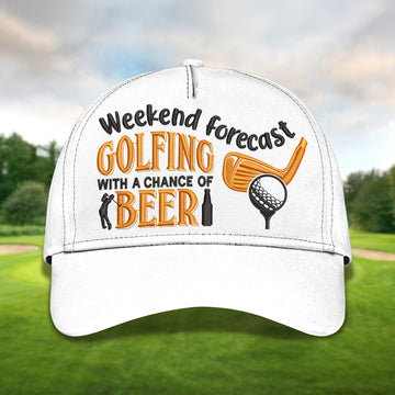 Weekend Forecast Golf And Beer Golf Cap, Dad Golf Gift, Dad Cap