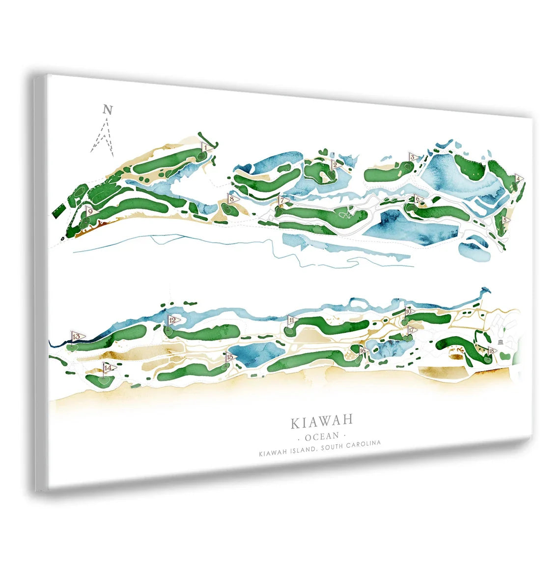 Kiawah Ocean Golf Course Map Canvas, Golf Wall Art, Gift For Golfers
