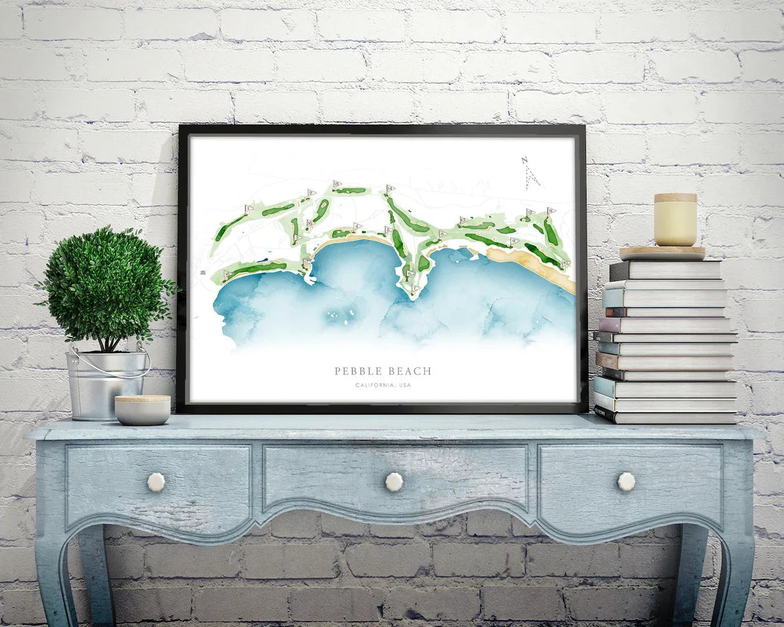 Pesonalized Golf Course Map Canvas, Golf Wall Art, Gift For Golfers