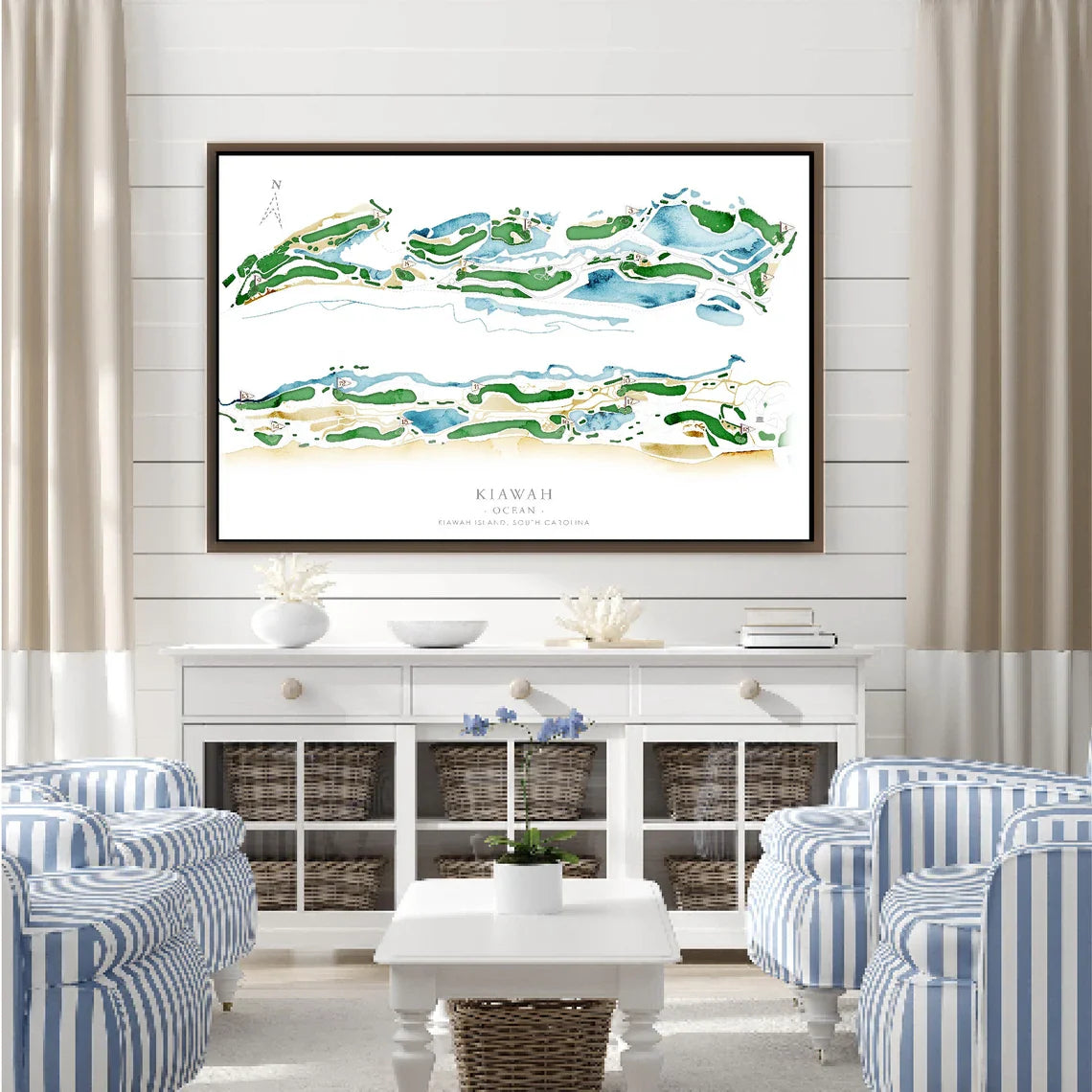 Kiawah Ocean Golf Course Map Canvas, Golf Wall Art, Gift For Golfers