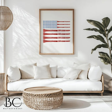 America Flag Golf Wall Art, Golf Canvas, Gifts For Golf Lovers