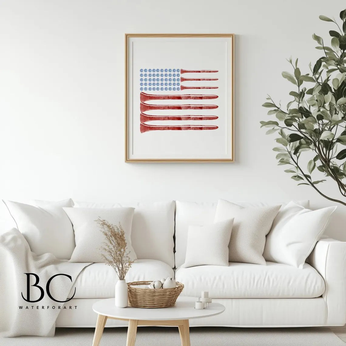 America Flag Golf Wall Art, Golf Canvas, Gifts For Golf Lovers