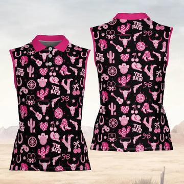 Coquette Patterned Golf Shirts, Cute Womens Golf Clothes, Western Golf Shirts Women, Ladies Long Sleeve Golf Shirts